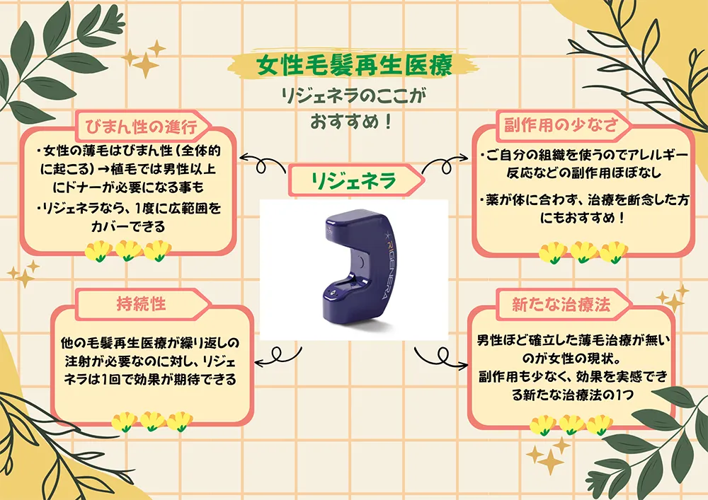 女性毛髪再生医療リジェネラのここがおすすめ！